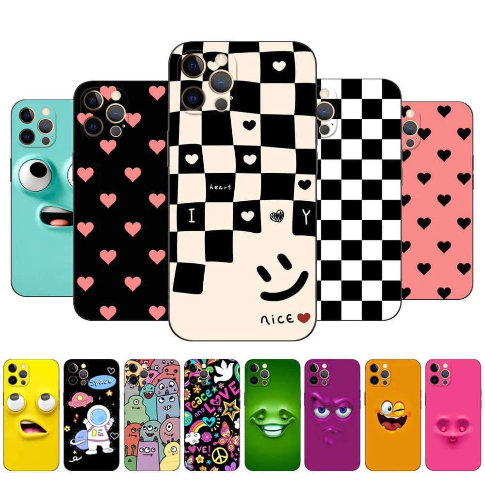 iPhone 12 Case Pro Max Cover Apple iPhone12 12Pro 범퍼 블랙 TPU 케이스 귀여운 funy 용