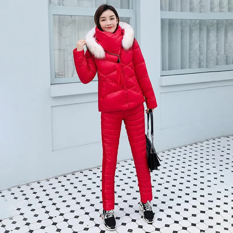 Women's Two Piece Pants Ski Suit Jackets And Set Pieces Loose Solid Color Waterproof Snow Suits Lady Winter Snowsuit