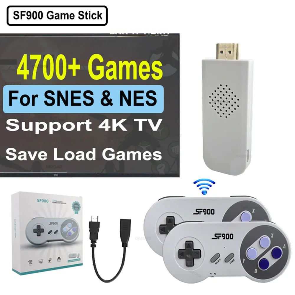 Portable Game Players Game Stick Retro Video Game Console SF900 Built In 1500 2900 4700 Classic Games Wireless Controller 16 Bit Gaming for Snes Nes 230715