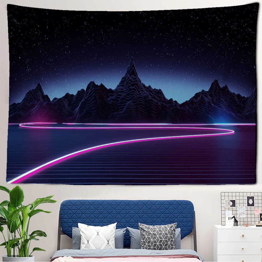 Tapisseries dôme caméras scène de nuit lune nuit chaîne de montagnes tenture murale salon décoration tapisserie paysage décor à la maison couverture