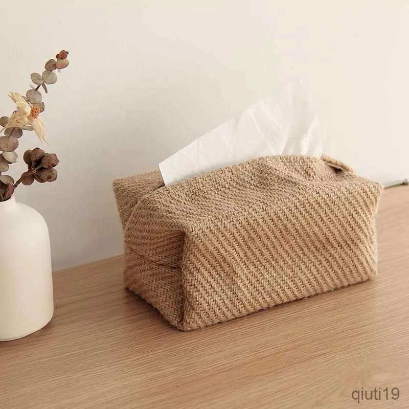 Boîtes à mouchoirs Serviettes NOUVEAU Porte-serviettes en tissu de style japonais pour table de salon Boîtes à mouchoirs Conteneur Maison Porte-distributeur de papiers de voiture R230715