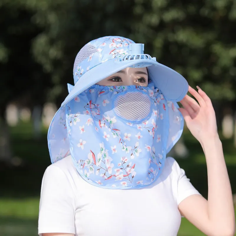 Kawałki rowerowe Maski Woman Sun Hat z wachlarzem Summer Suncreen Cap Outdoor UV Ochrona Ochrony Ochrony Ochrony wiatrówek