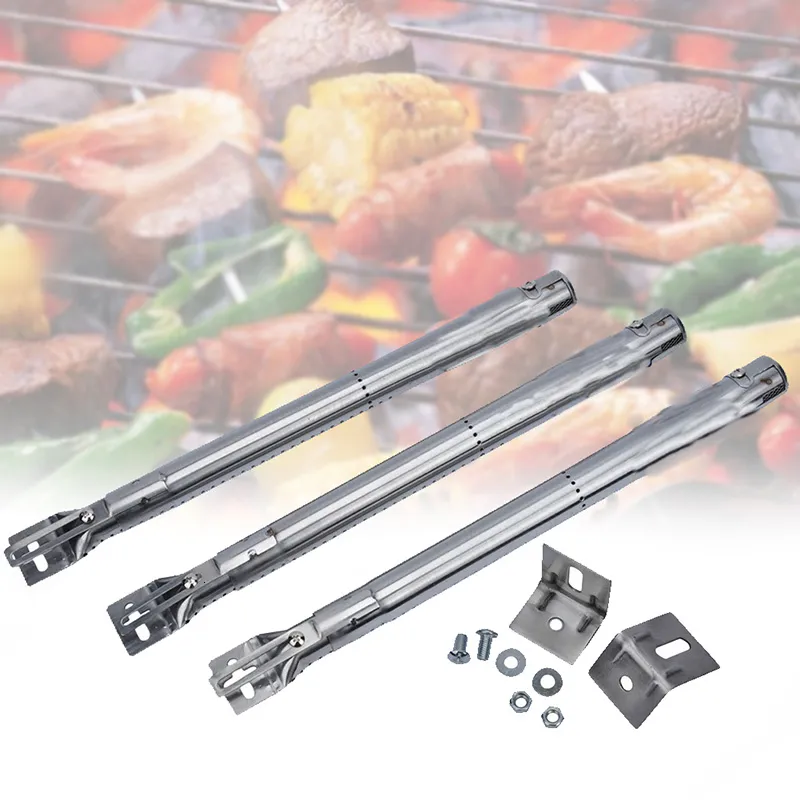 BBQ Tools Accessories 3pcs Universal BBQ Straight Pipe Barbecue Grill Tube Burners Stainless Steel Gas Grill Parts Replacement Outdoor Picnic Grilling 230714