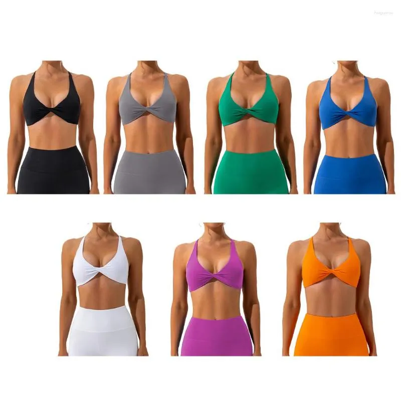 Sutiã feminino modelador para yoga Crop Top Roupa íntima esportiva respirável Grande resiliência Estilo simples Tops para treino Material fitness profissional Preto