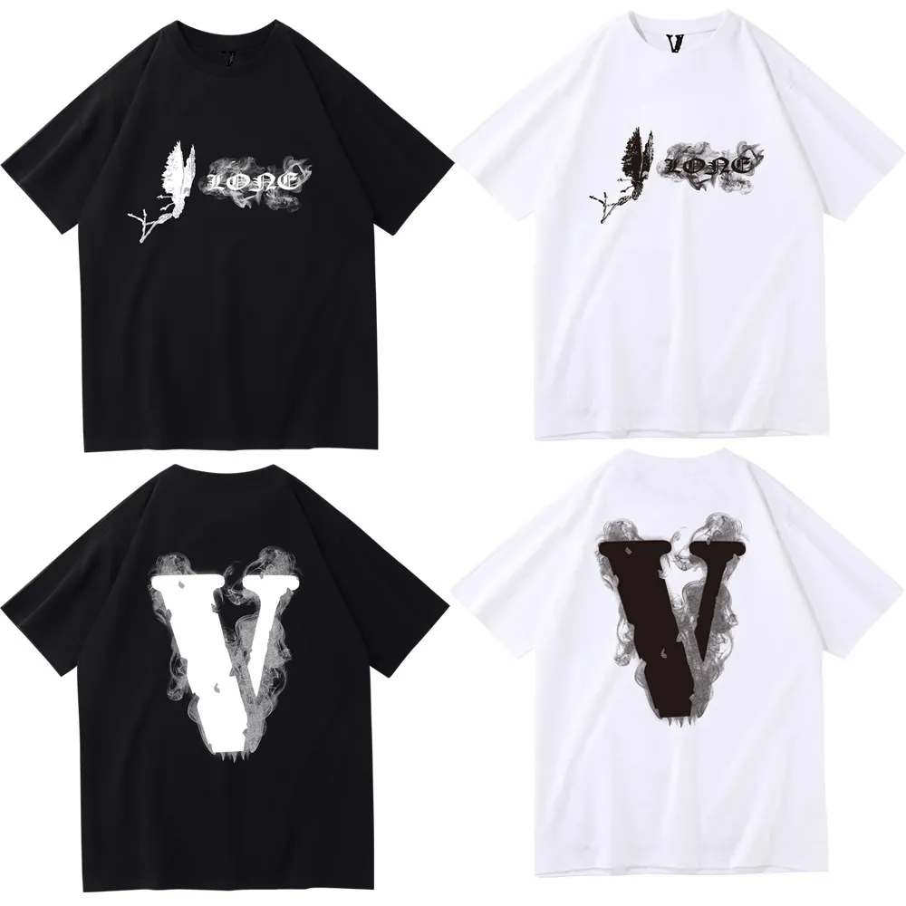 Homem Designer Camiseta Grande Vlone Camisetas para Homem Mens Amigos Carta Imprimir Tees Grande V Homens Mulheres Manga Curta Estilo Hip Hop Preto Branco Laranja Camisetas Vlone Tees Mulher