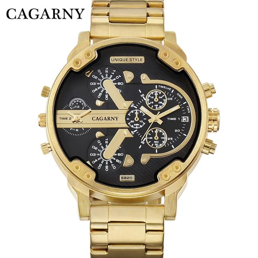 Relogio Masculino 6820 Cagarny Top 7333 Luxury Watch Men Sport Quartz Clock Watches Waterproof Gold Steel Wrist Watch Military261K