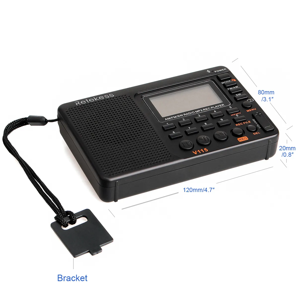 RETEKESS V-115 RADIO Full Band Radio Recorder FM AM Playback