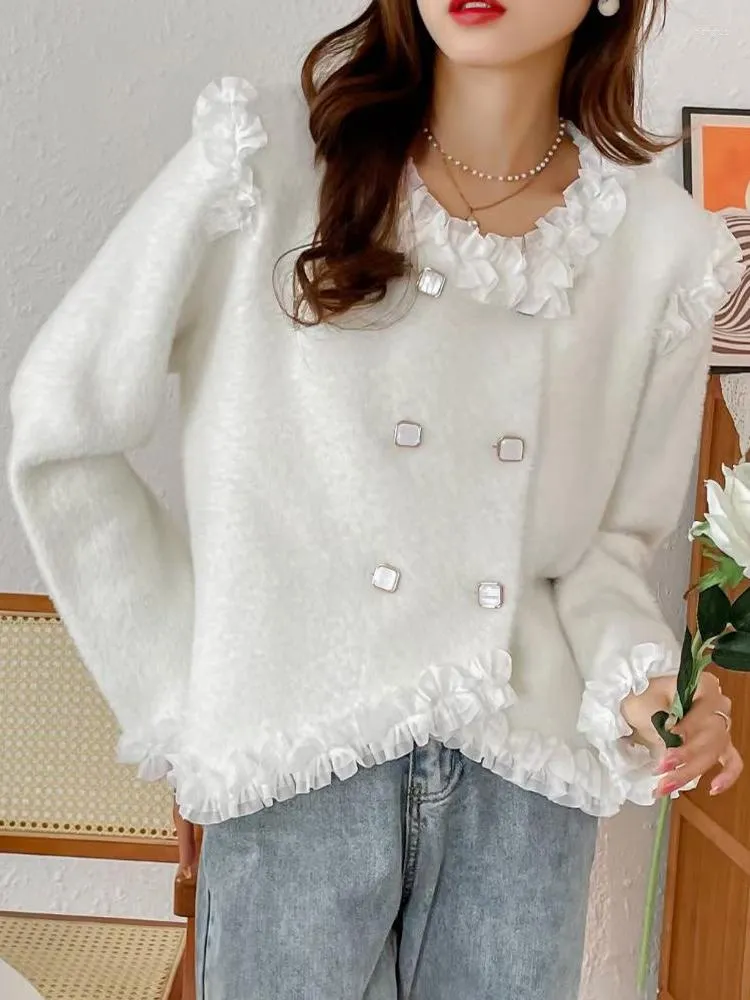 Vestes pour femmes dentelle Patchwork coréen ample décontracté basique manteau pour femmes automne hiver mode vêtements femme