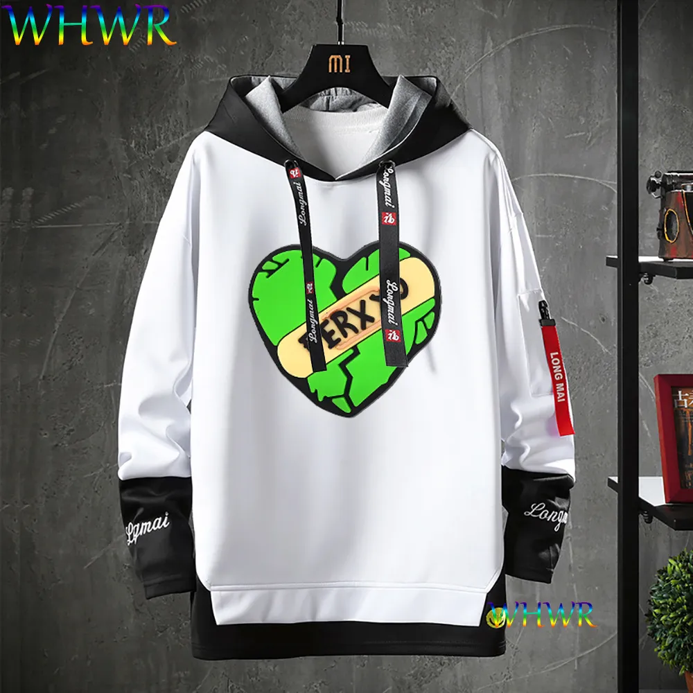 Mens Casual Patchwork Hoodie With Ribbons Letter Print Y2K Streetwear Pullover Long Sleeve Sweater 2024 From Zuo01 Vendor 15.49 DHgate.Com