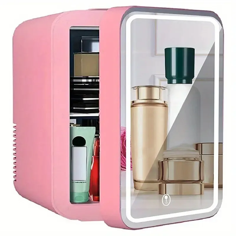 1pc 4L Draagbare Make-up Spiegel Koelkast Huidverzorging Koelkast - Compacte schoonheidspartner met grote capaciteit voor het verfrissen van cosmetica, het koelen van make-up, huidverzorging en voedsel