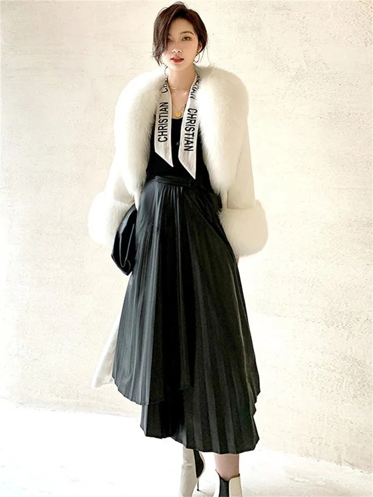 Jackets White Mink Fur Coat Women Long Light Temperament Thick Warmth Faux Mink Fur Jackets 2022 Winter New Korean Chic Clothing