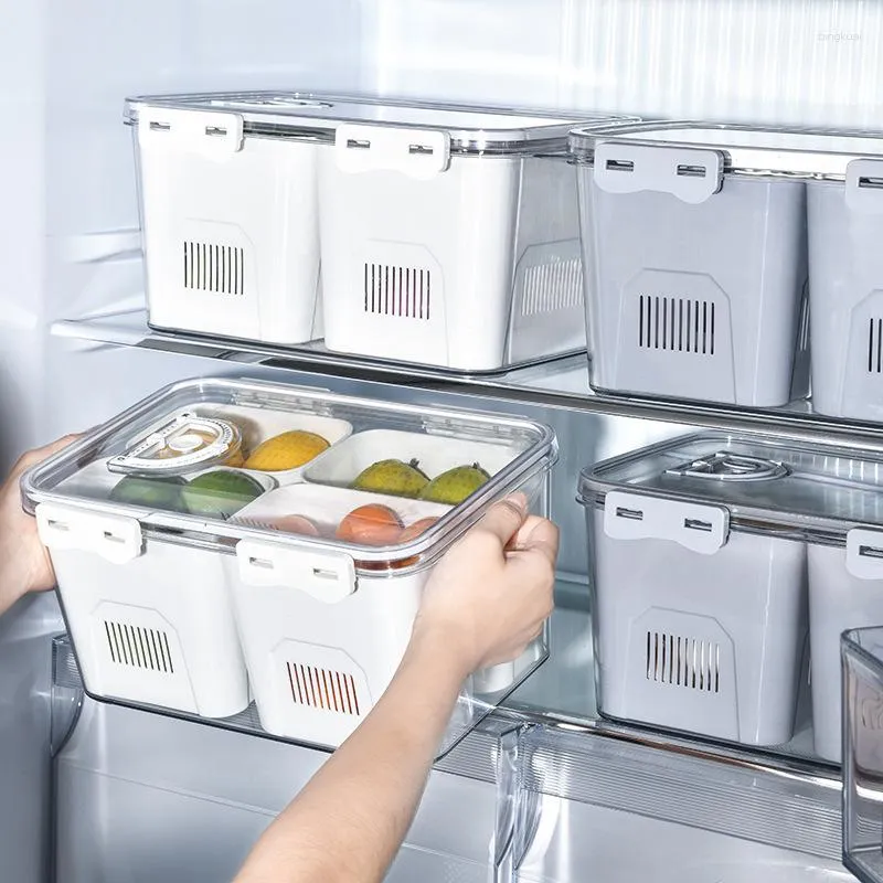 Хранение бутылки холодильники Организатор мусорная корзина для холодильника коробка овощных фруктов с сливными корзинами контейнер кухонная морозильная кладовая принадлежности