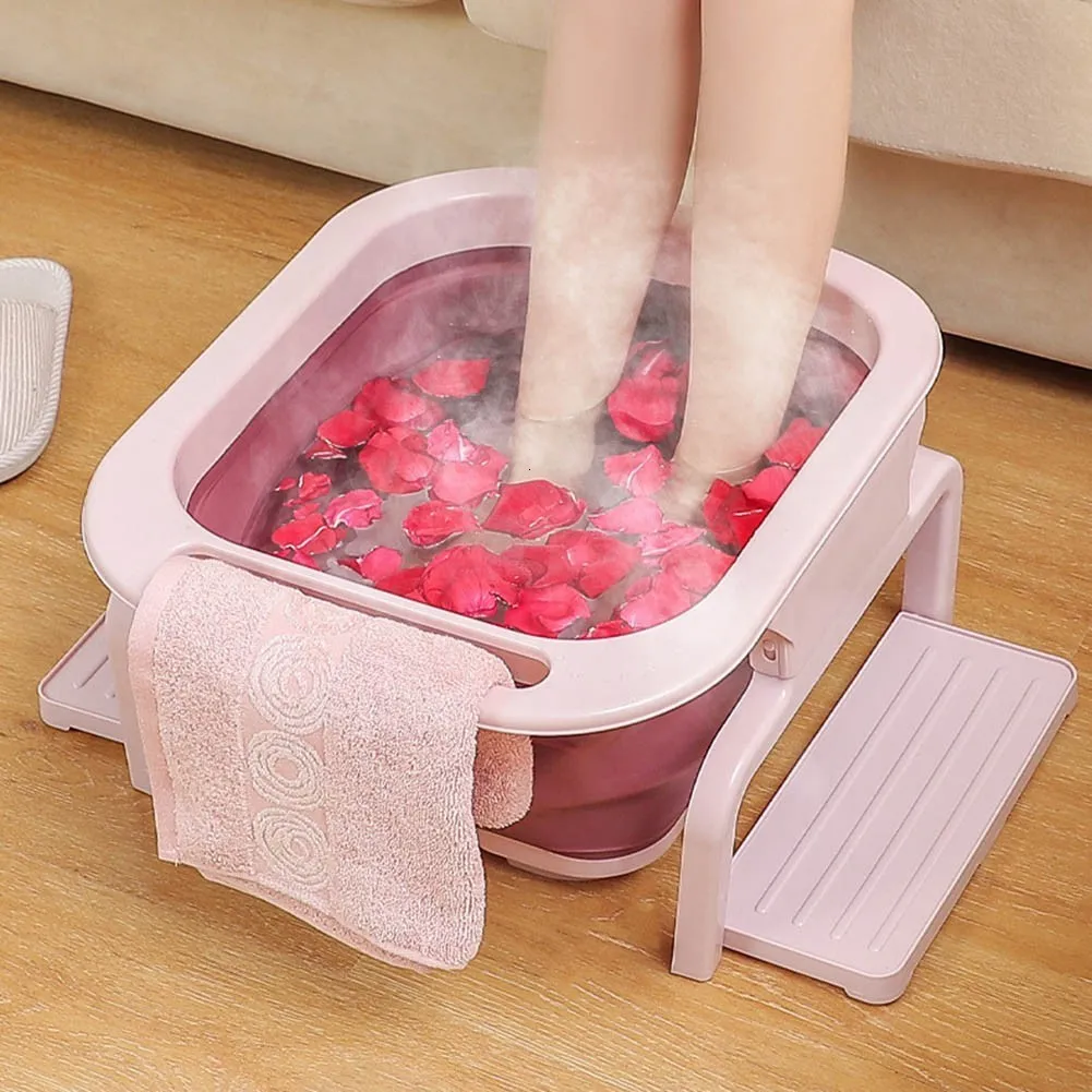 Bathroom Sinks Foldable Foot Tub Portable Spa Pedicure Buckets Water Tub Massage Bath Soak Feet Container Thick Sturdy Plastic Basin 230715