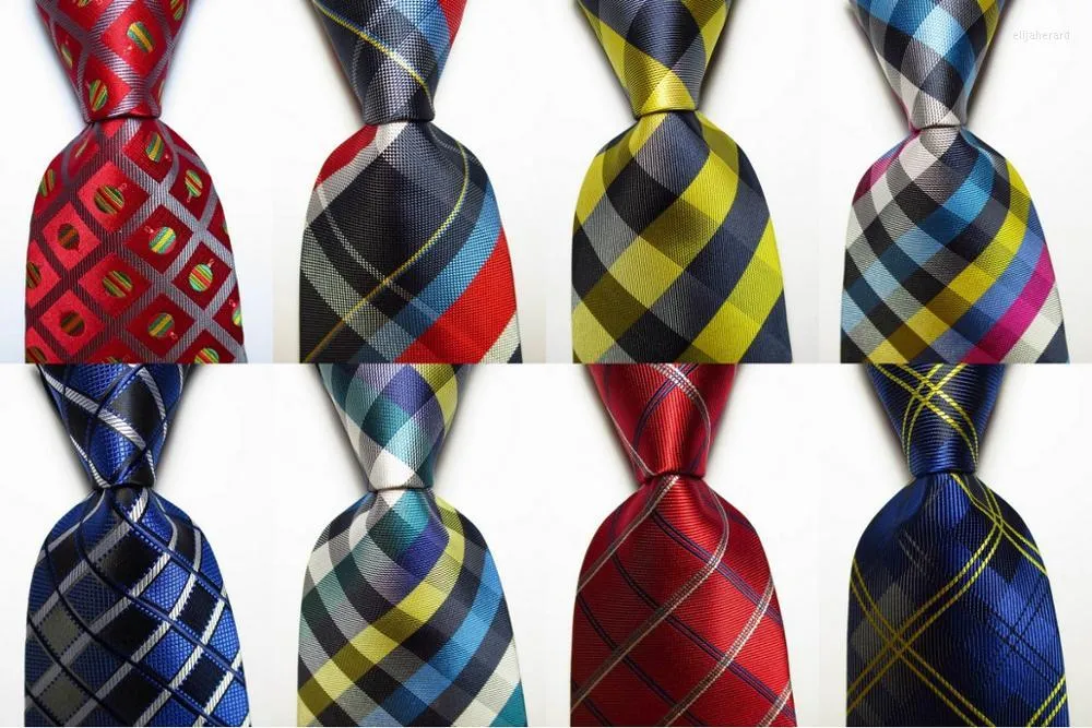 Bow Ties Fashion Plaid krawat 9 cm Silk Set Fet Ced Red Blue Yellow Jacquard Tkane