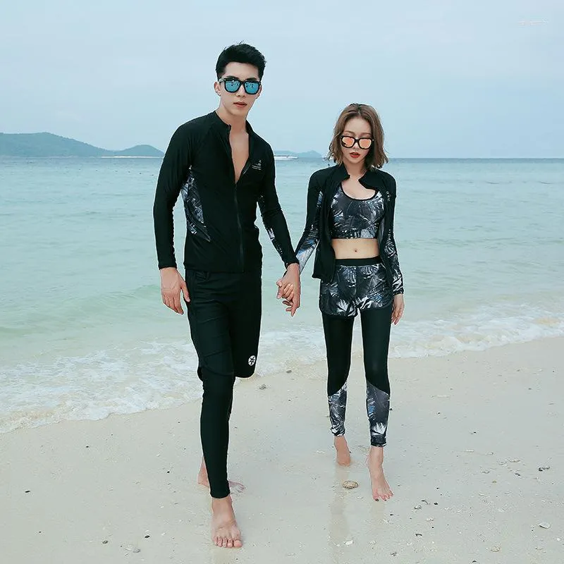 Kvinnors badkläder 2023 Långärmad baddräkt Split utslag vaktdräkt för män Kvinnor Par Surfing Men's Korea Slim Sport