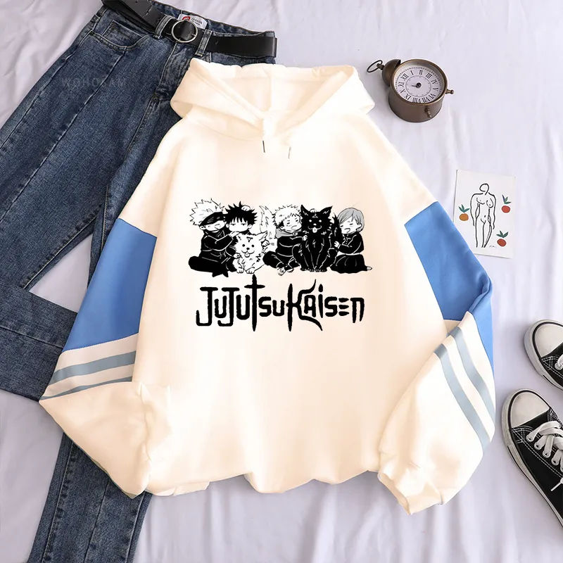 Japon Anime Manga Jujutsu Kaisen sweats à capuche Cool amis Kawaii Gojo Satoru graphique hiver mode Harajuku Patchwork