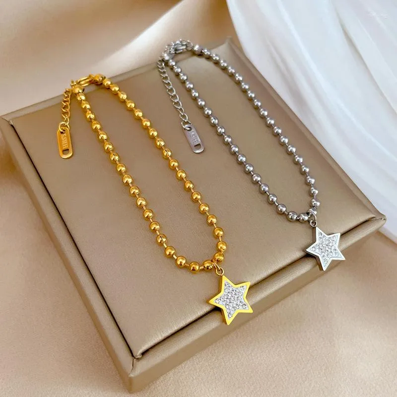 Charm Bracelets Stainless Steel Gold Silver Color Rhinestones Star Charms Chain Bracelet Women Fashion Jewelry Wholesale