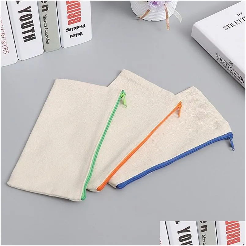 Sacs à crayons Canvas Zipper Case Pen Bag High Capacity Cosmetic Brush Student Articles de papeterie 1 68Jy C Drop Delivery Office School Dhfhm