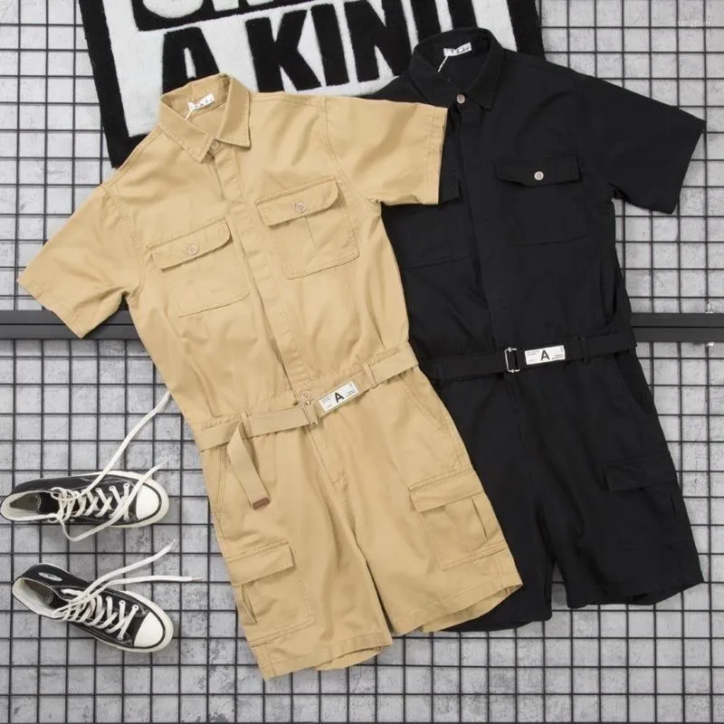남성 반바지 2023 여름 전역 남성용 거리 패션 의류 조절 가능한 허리 벨트 일본 스타일 의류 작업