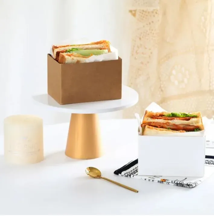 Emballage cadeau alimentaire Hamburger emballage boîte résistant à l'huile gâteau Sandwich boulangerie pain petit déjeuner emballage papier pour la fourniture de fête de mariage