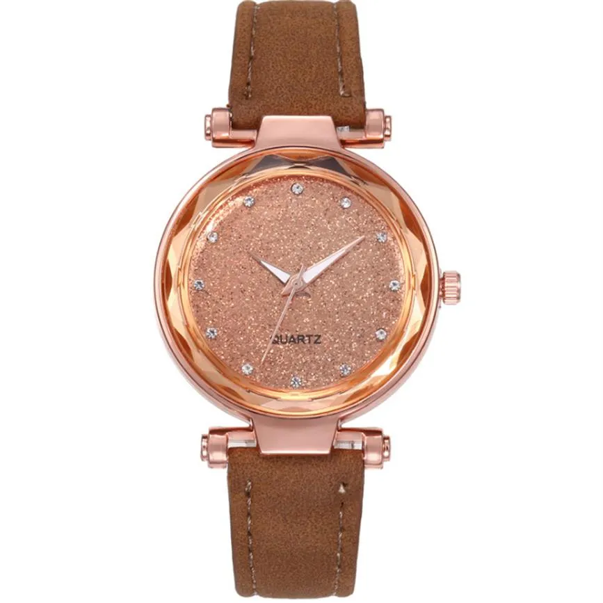 Casual Starry Sky Watch Colorful Leather Strap Silver Diamond Dial Quartz Womens Watches Delicate Ladies Wristwatches Manufactory 2881