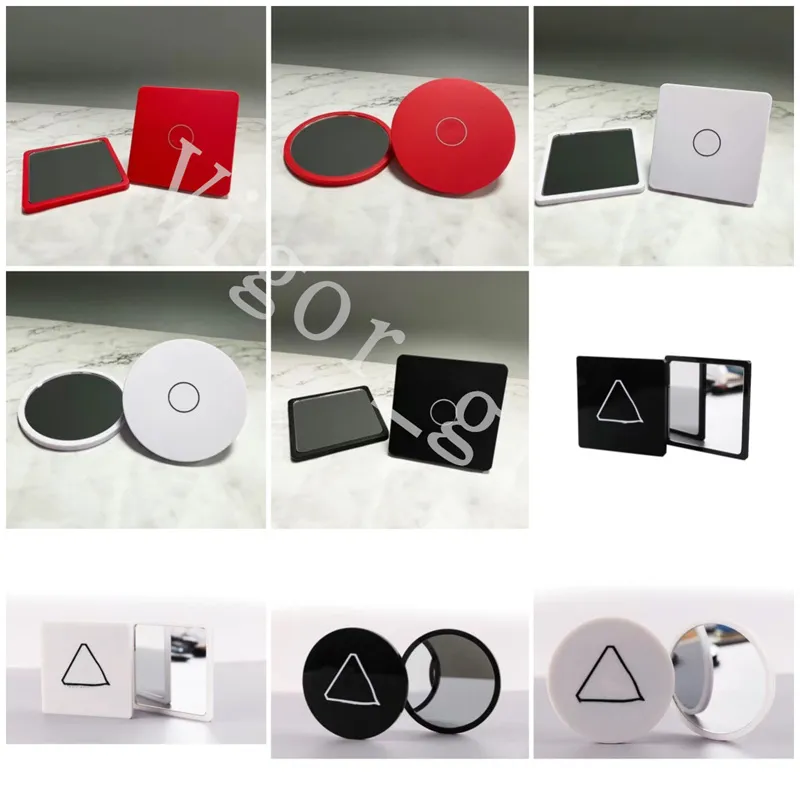 2023 9 Style Brand Compact Mirrors Round And Square Shape C Logo Triangle Brand Luxury Girl Makeup Tools Single Side Mirror Mini Easy to Take Women Cosmetic Tools Stock