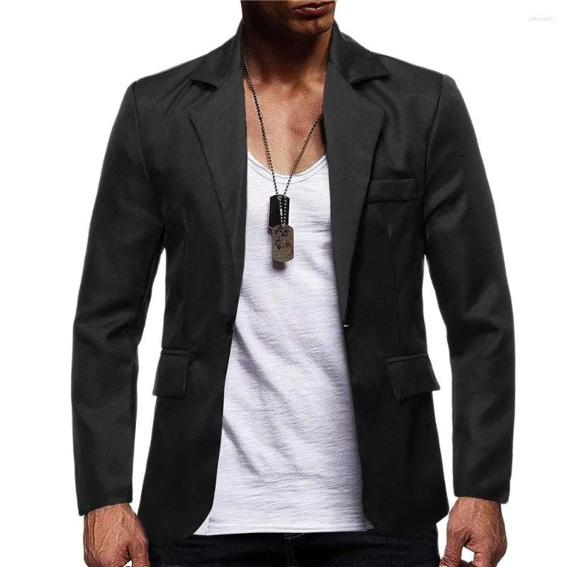 Costumes pour hommes hommes mode loisirs Blazers automne revers col rétro veste solide modèle manteaux Sexy hommes vêtements 2023 bouton unique