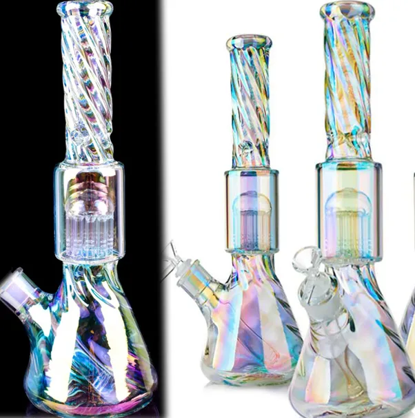 Colorful Beaker Glass Bong Ice Downstem Perc Hookahs Water Pipes Heady Dab Rigs Smoke Pipe Bubbler Shisha Dabber