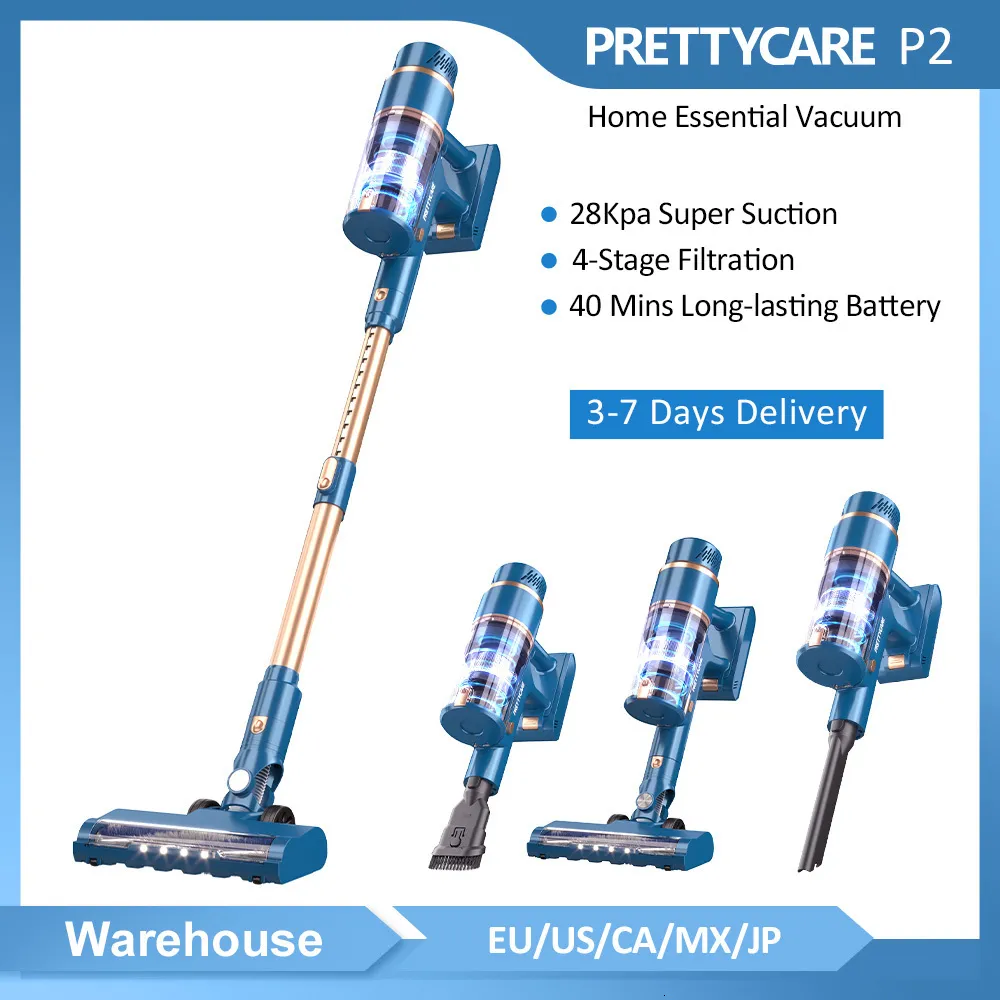 Vakuum Prettycare P2 Cordless Vacuum Cleaner Stick Vakuum med 28 kPa kraftfull sug 6-i-1 VAC med borstlös motorrengöring 230714