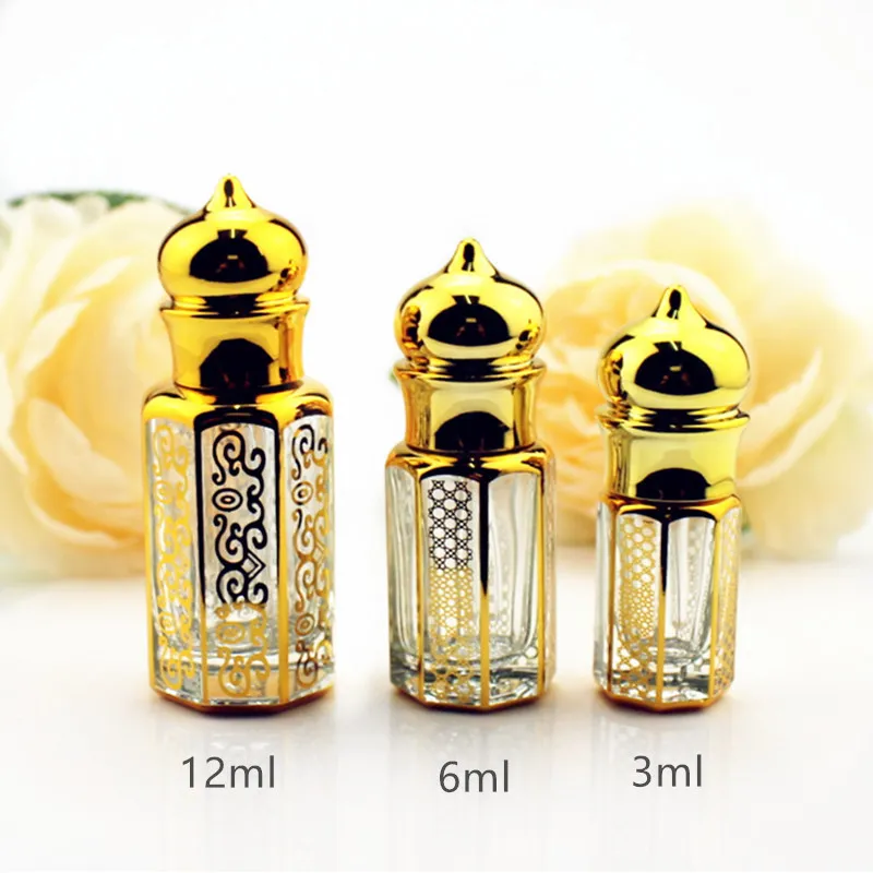 Perfume Bottle 10 pieces/batch 3ml 6ml 12ml mini empty glass perfume bottle dropper essential oil bottle with glass sticker 230715