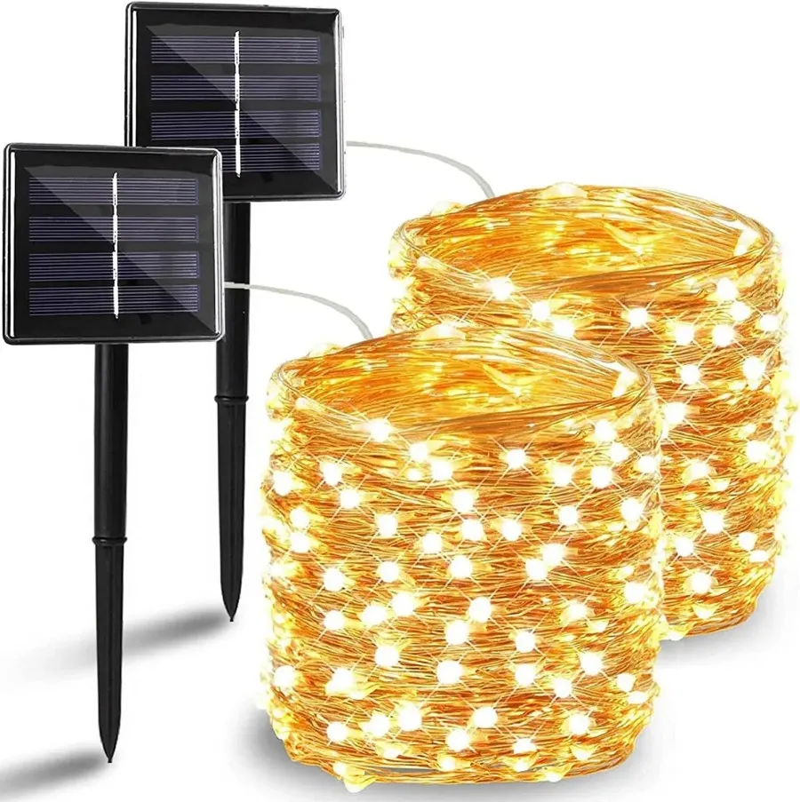 5 m/10 m/20 m luz solar led à prova d'água ao ar livre guirlanda lâmpada de energia solar luzes de jardim festa de natal lâmpada solar de jardim