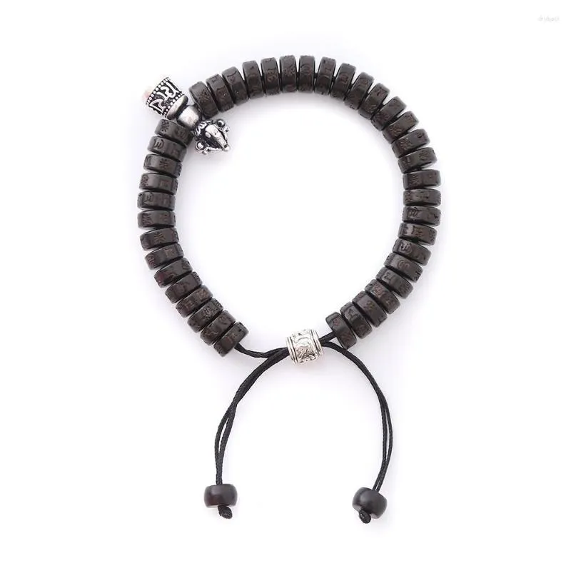 Strand Tibetaans Boeddhisme Vajra Charm Natuurlijke Kokosnoot Kralen OM Mani Padme Hum Armband Voor Man Vrouwen Handgemaakte Drop