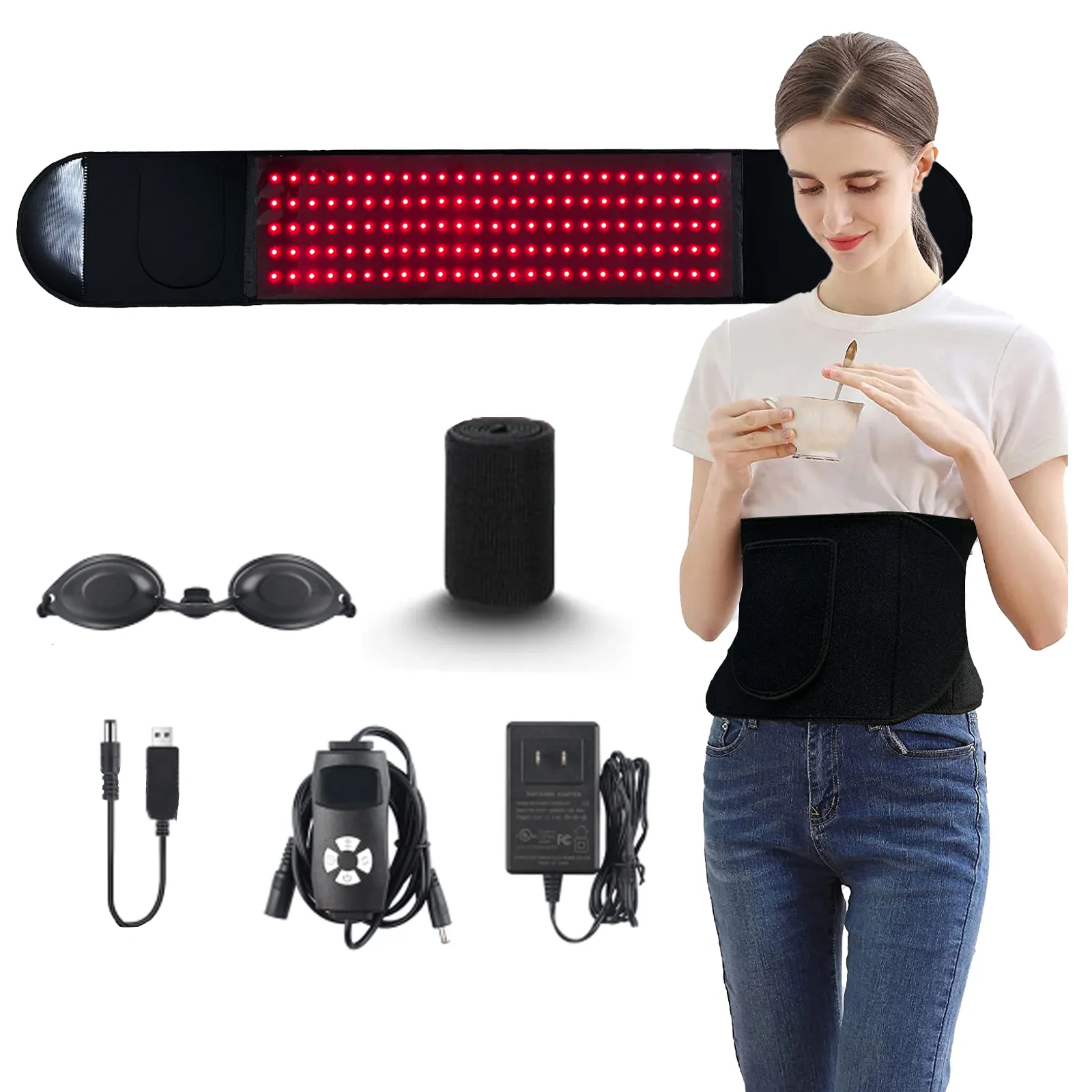 Face Massager 125LED 660 850NM Infrared RED Light Therapy Belt Back Pain Relief Wrap Burn Fat Device Slimming Machine Waist Heat Pad Full Body 230714