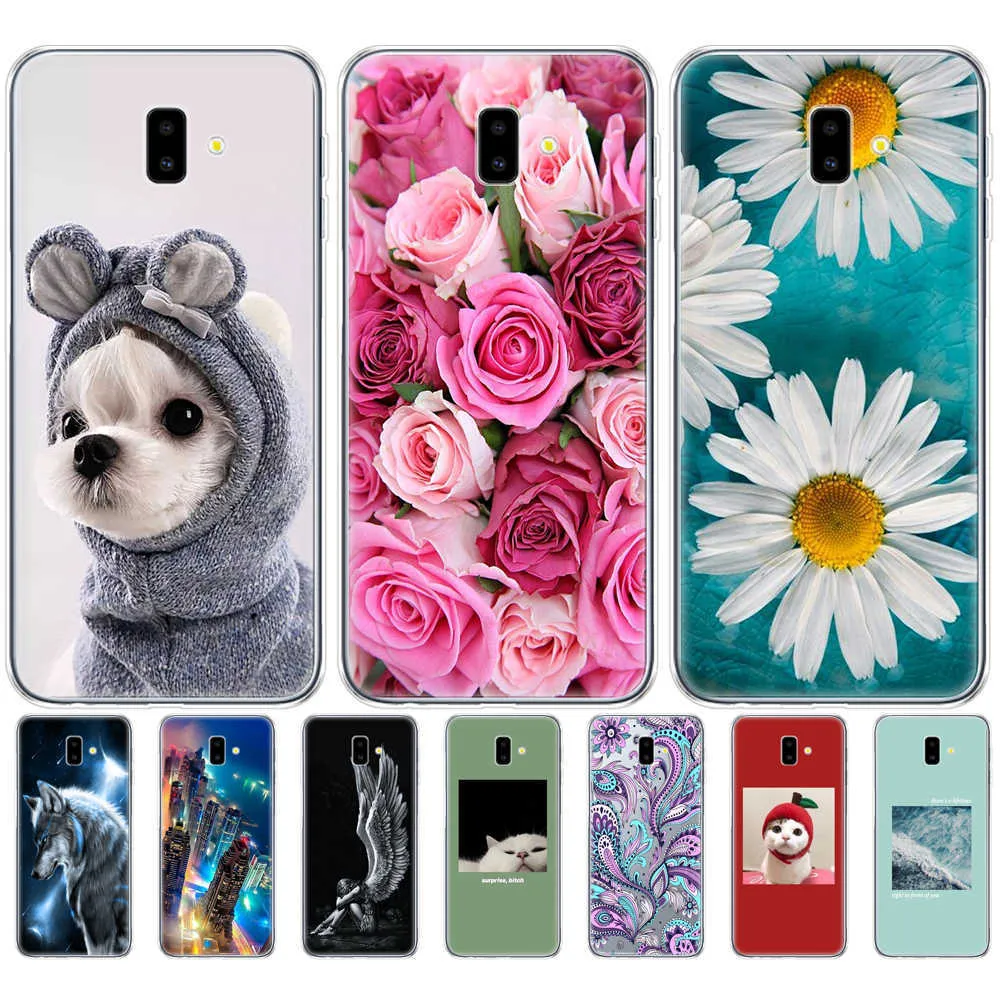 Silikonfodral för Samsung J6 Plus Soft TPU Print Cover Galaxy J6Plus 2018 J6+ J 6 J610 J610f Case Phone Capas