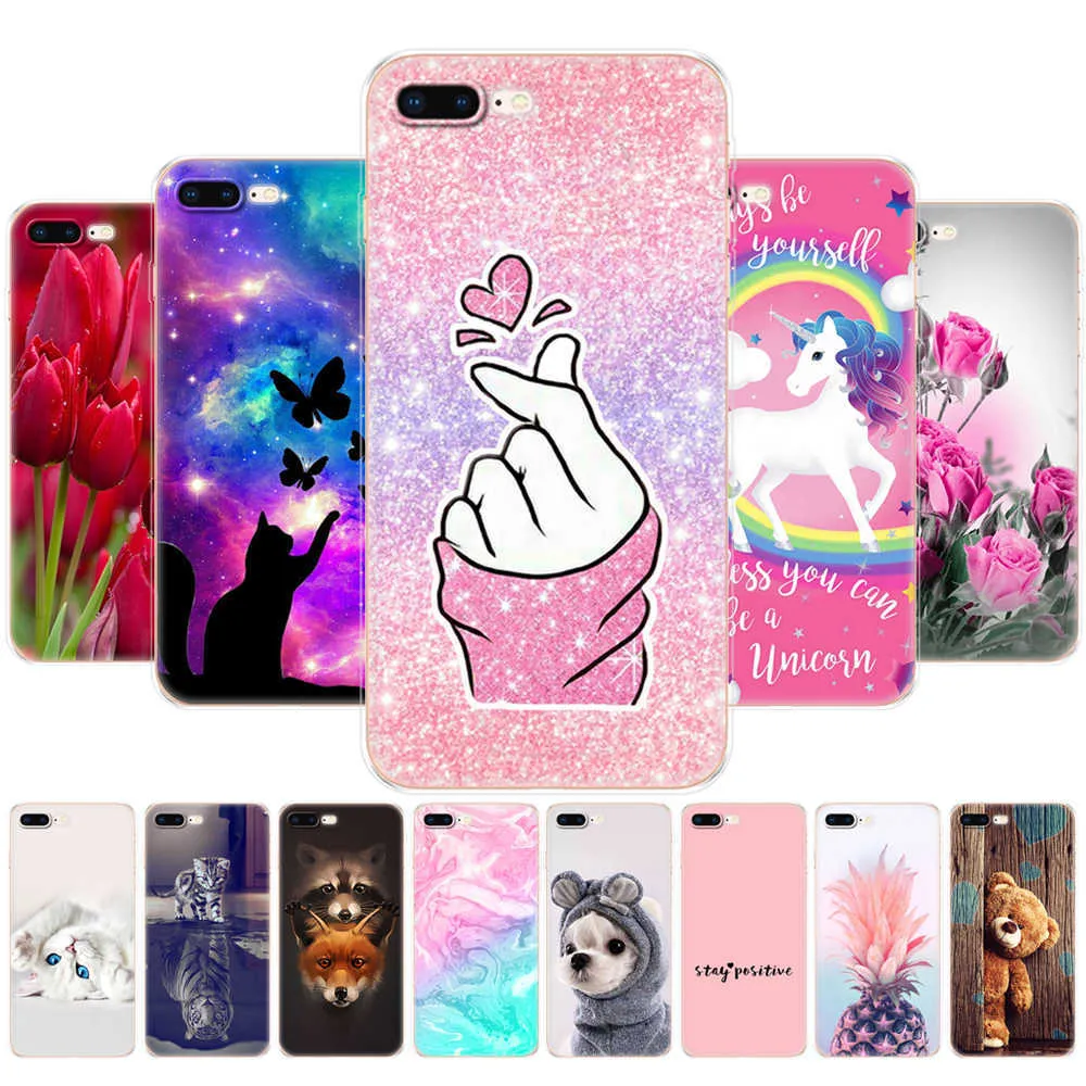 For Iphone 7 8 Case Silicon Soft TPU Back Phone Cover Apple IPhone Plus Etui Bumper Protective Coque Painting Shell