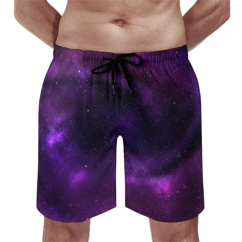 Shorts Masculino Spiral Galaxy Sky Board Clássico Masculino Curto Estampado Conjunto de Estrelas Calça Diária Grande
