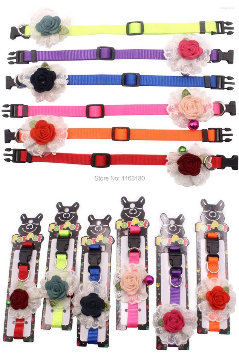 Hundhalsar 100 st/mycket Pet Wedding Flower Princess Cat Halsband Collar Valpstil Grooming gifta sig med fest jul