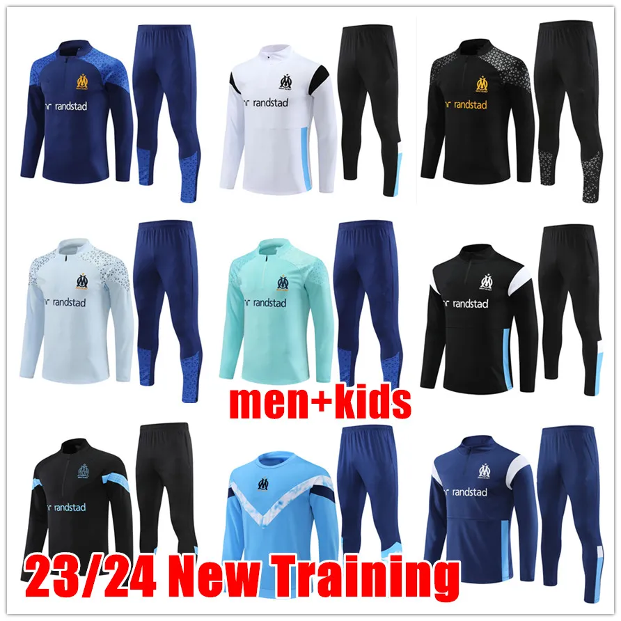 2023 Marseilles trascksuits HOMENS E CRIANÇAS Conjunto de camisas de futebol Futebol Fato de treino 23 24 novo Marseilles OM Survetement Maillot Foot chandal futbol Sportswear