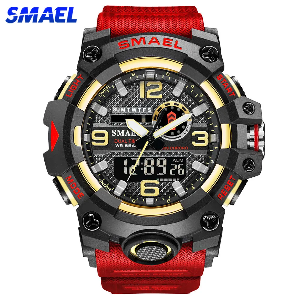 SMAEL numérique hommes montres militaires double temps étanche luxe haut marque montre hommes sport LED Quartz analogique montres-bracelets mâle