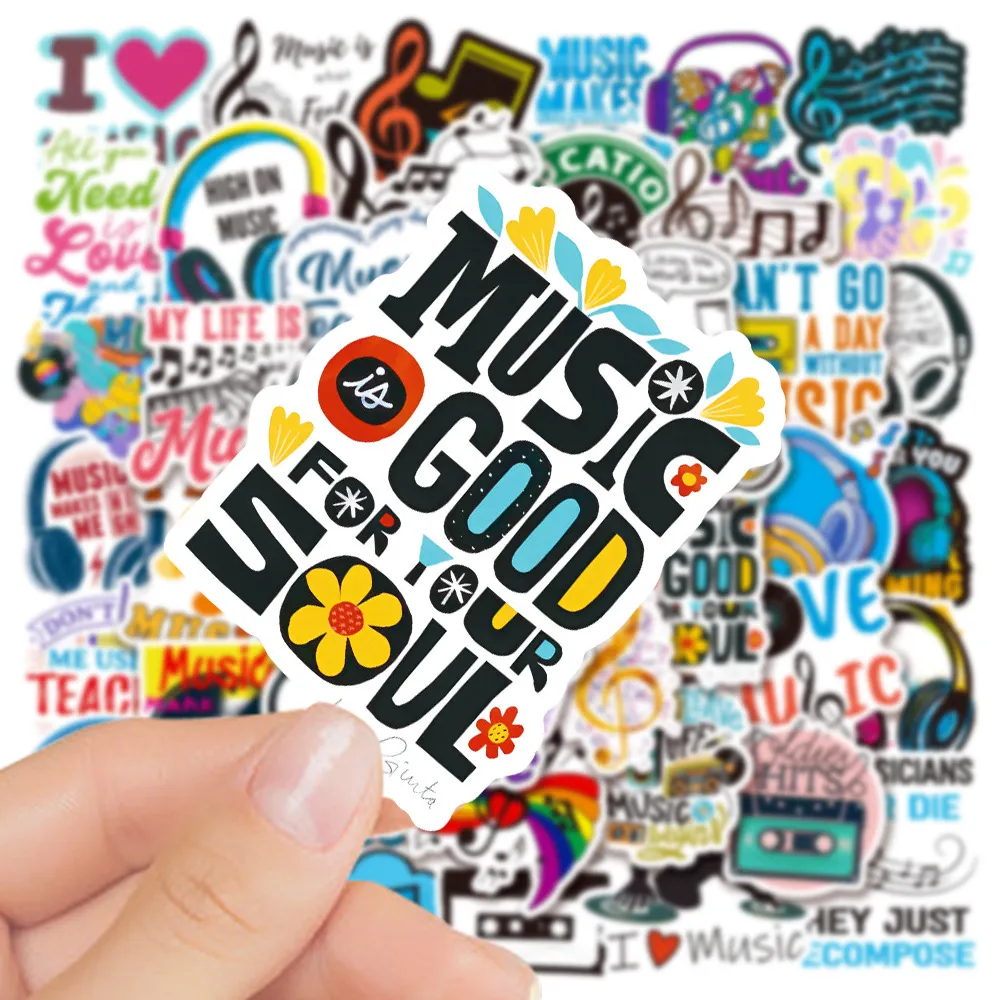 50 stks Leuke Motiverende Muzieknoten Stickers Leuke Inspirerende Zinnen Graffiti sticker Kinderen Speelgoed Skateboard auto Motorfiets Fiets Sticker Decals Groothandel