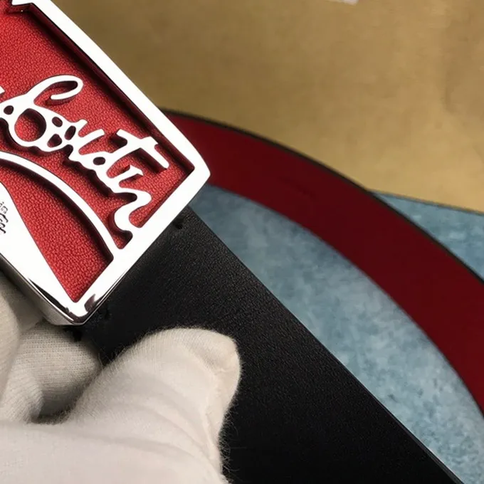 CL Styl pary czerwony tylny pasek dla mężczyzn Women Premium Jakość 38 mm Designerskie Pasek Women BEADS można wykonać z prawdziwej porodu z pudełkiem 007