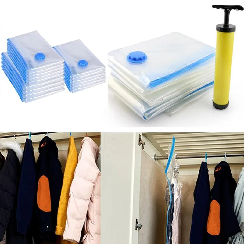 Förvaringspåsar vakuumpåse kläder transparent komprimerad tätning resepaket sparar utrymme bekvämt