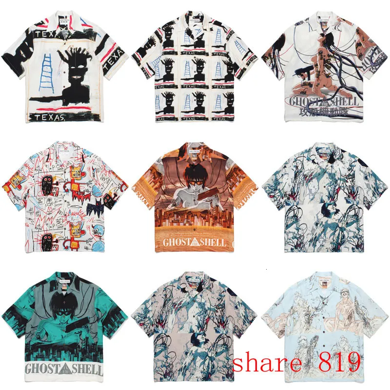 Męskie tshirts multi film cyfrowy projekt drukowania cyfrowego Wacko Maria Short Shirt 2023 Summer Men Women Wysokiej jakości Hawaii Beach 230715