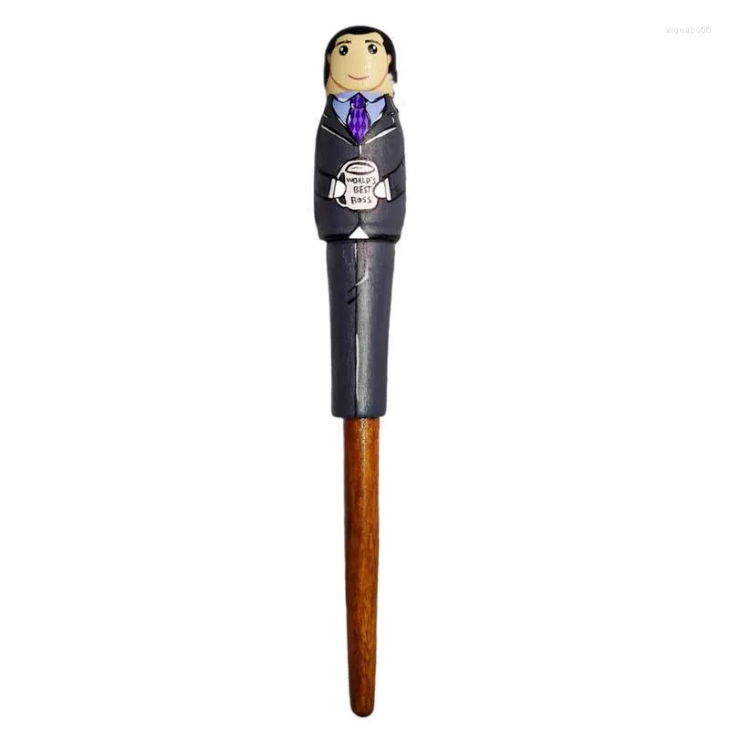 Stylos à bille noirs Humour Outil d'écriture Lisse Petites Sculptures Stylo en bois Cadeau pour Noël