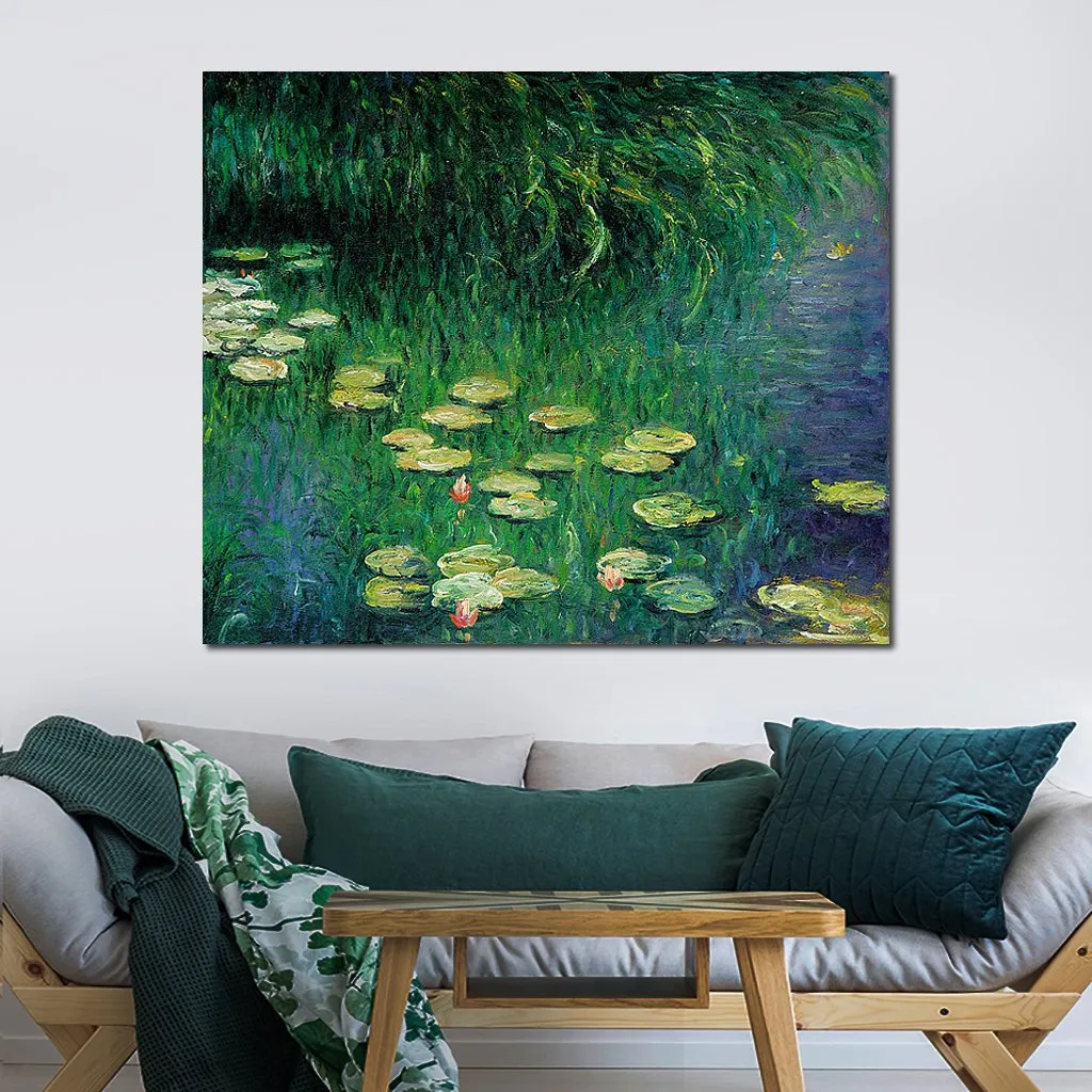 Canvas Art Handmålade oljemålningar av Claude Monet Ninfee Dell Orangerie Garden Landscape Artwork for Restaurant Decor