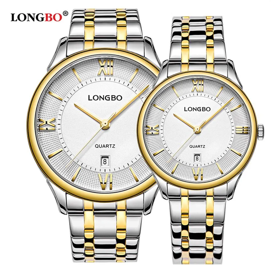 Longbo Fashion Brand Business Style Gentleman Reloj Casual rostfritt stål Quartz klockor Vattentäta par armbandsur 5001250Z