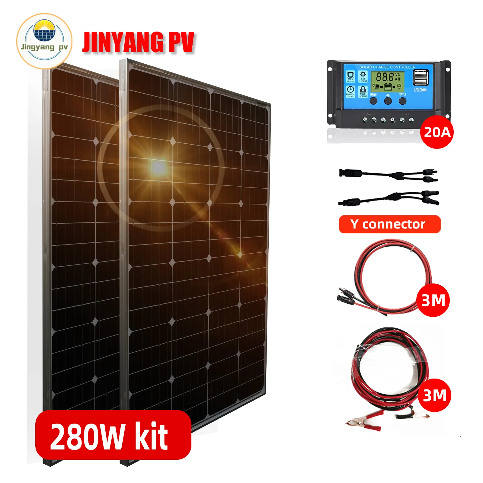 Annan elektronik Solpanel 1000W Komplett kit 12V 140W 280W Solpaneler Laddare Hemsystemgenerator Monokristallin Solcell 185W 370W 230715