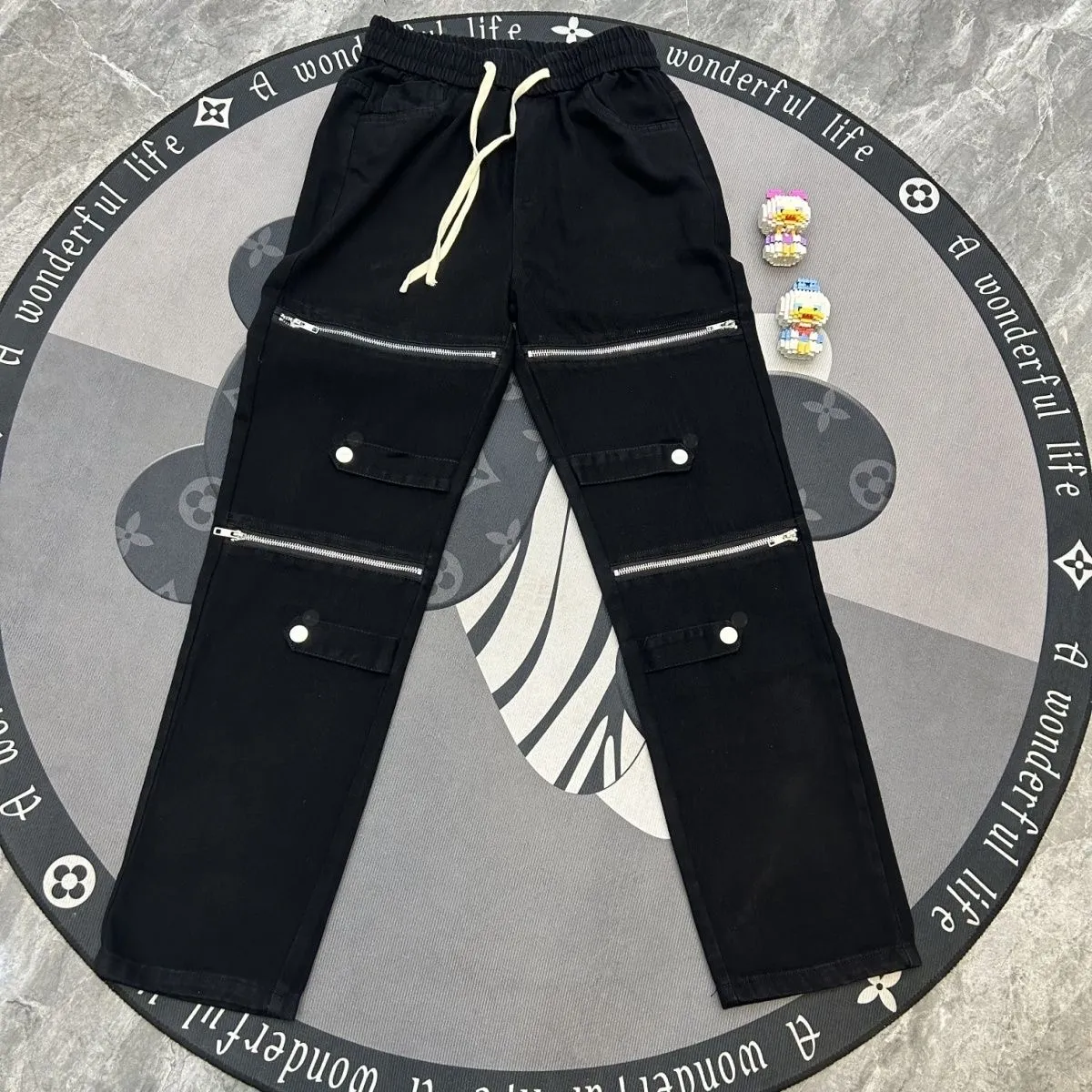 Personalized American High Street Casual Jeans Casual Black Versatile Fashion Men's Slim and Popular Mid Rise 219