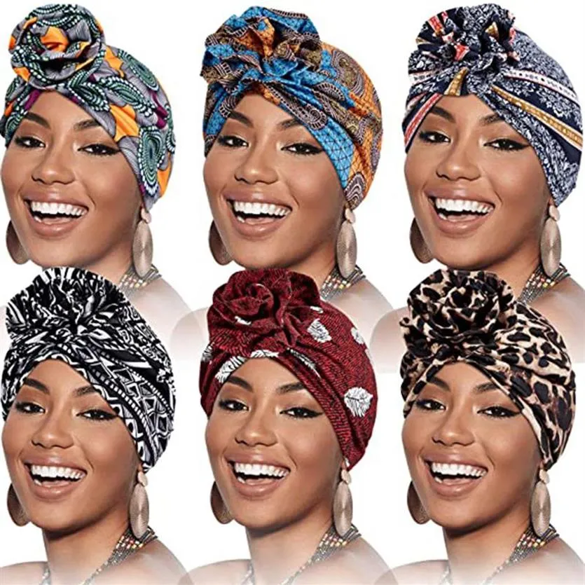 Etnische Kleding Pastorale Bloemenprint Tulband Vrouwen Nationale Wind Moslim Hoed Bandana Chemotherapie Slaap Caps Mutsen Headwrap Fashi2972