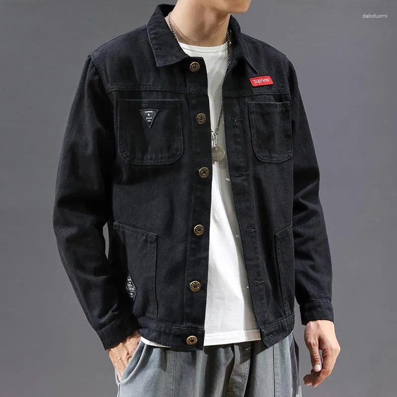 Giacche da uomo 2023 Primavera Autunno Uomo Giacca di jeans nera All-Fiammifero Camicia da lavoro mimetica maschile casual alla moda coreana Top
